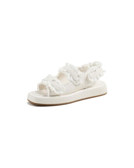 Loeffler Randall White Blaise Two Band Platform Sandals