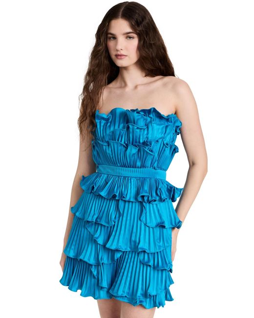 AMUR Blue Reed Pleated Shell Dress