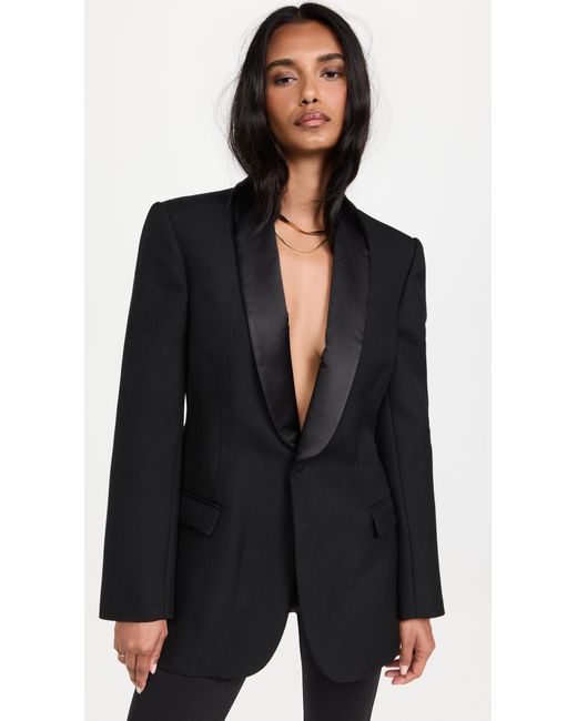 Wardrobe NYC Satin Wardrobe. Nyc Tuxedo Blazer in Black Lyst UK