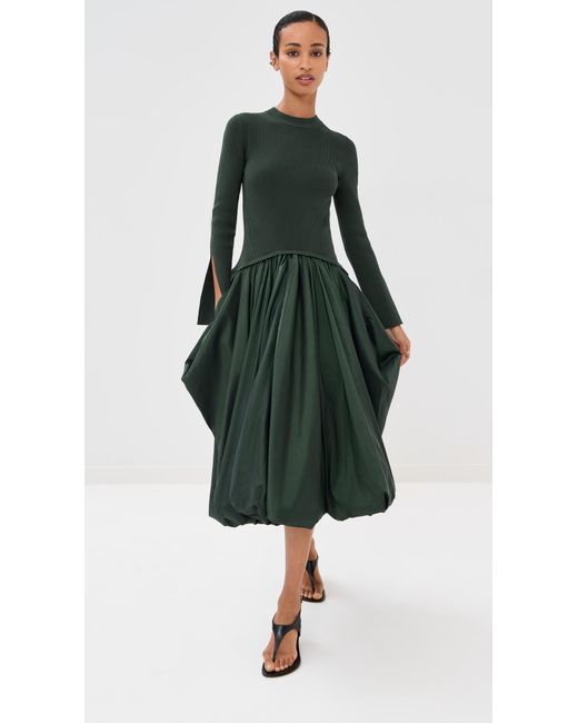 Jonathan Simkhai Green Kenlie Mock Neck Midi Dress