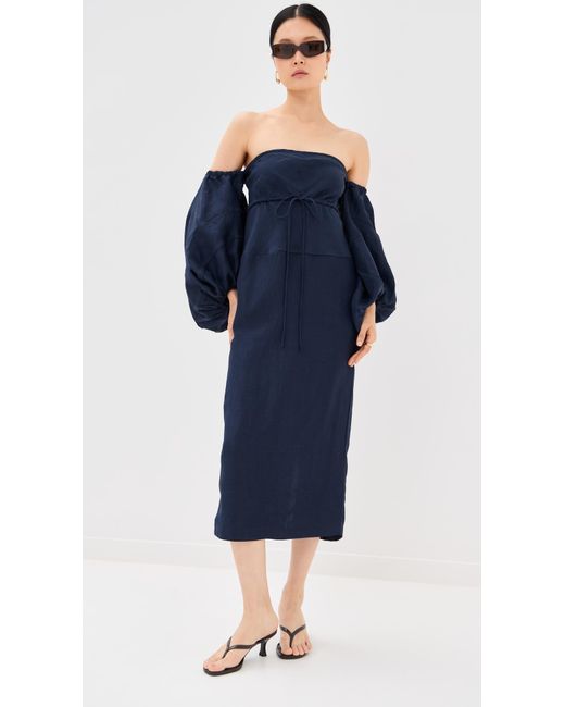Rosie Assoulin Blue Balloon Sleeve Dress