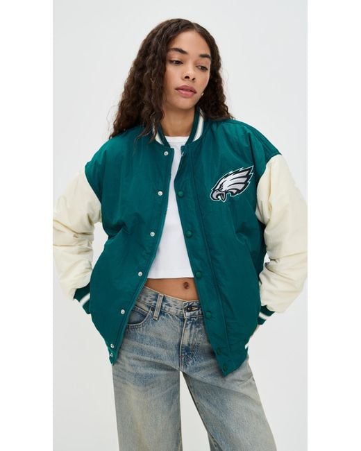 Terez Green Eagles Colorblock Bomber Jacket