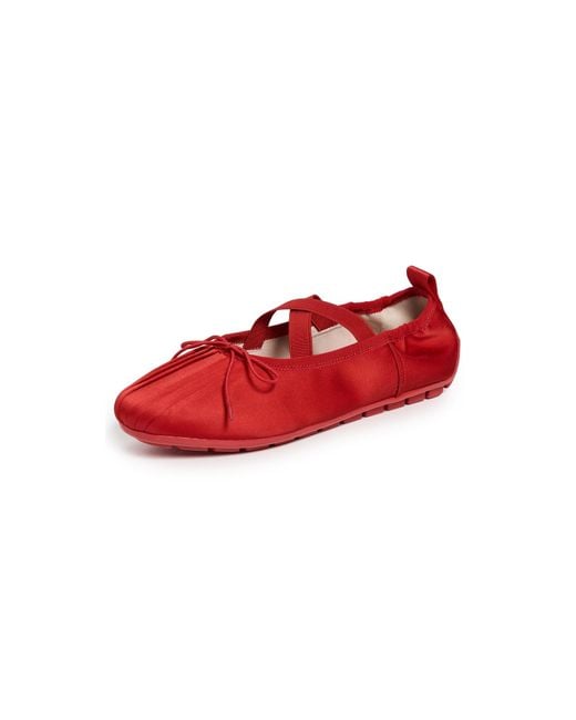 Simone Rocha Red Ballerina Grip Flats