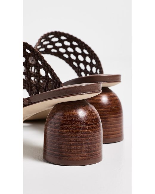 Larroude Brown Dew Drop Macrame Sandals