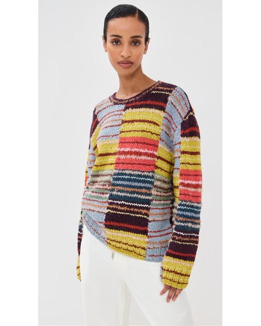 The Elder Statesman Multicolor Patchwork Scrap Crew Pullover