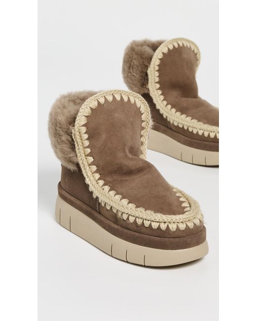 Mou White Bounce Furry Collar Boots