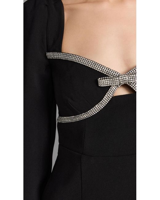 Self-Portrait Black Diamante Bow Mini Dress
