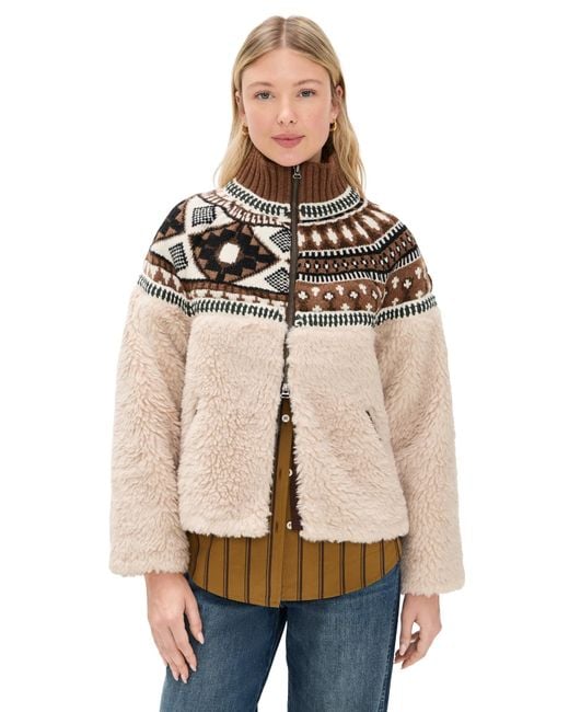 Sea Natural Linea Fair Isle Knit Combo Fleece Jacket