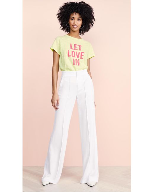 Alice + Olivia White Dylan High Waisted Leg Pants