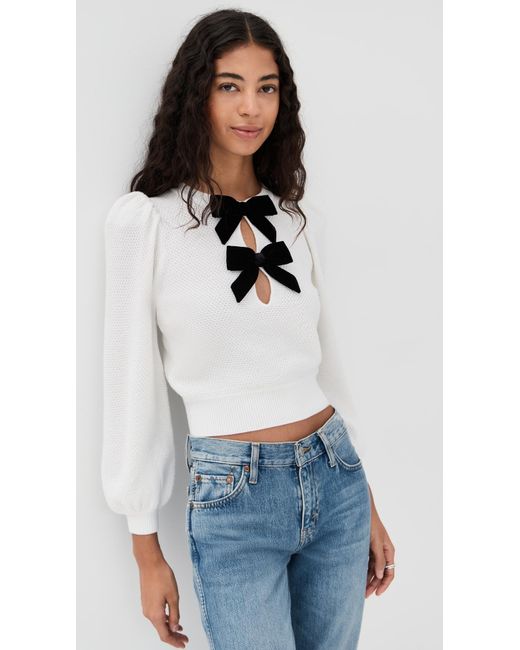 Alice + Olivia White Doris Pullover Sweater