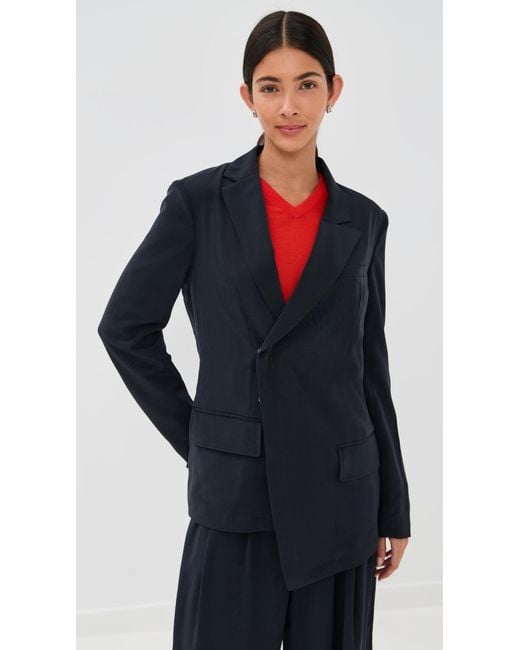 Tibi Blue Relaxed Suiting Assymetrical Wrap Blazer