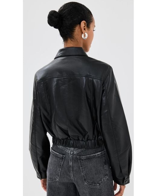 Agolde Black Essie Recycled Leather Cropped Jacket