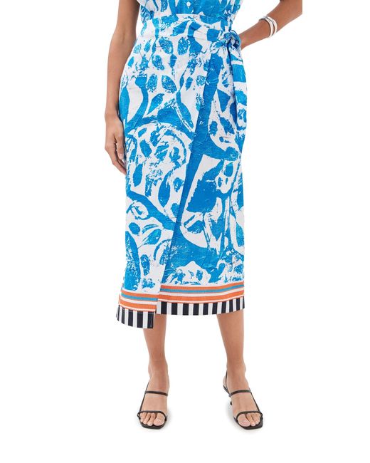 Stella Jean Blue Midi Wrap Skirt
