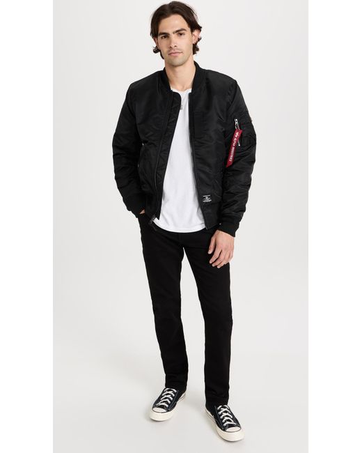 Alpha Industries Black Ma-1 Mod Bomber Flight Jacket for men
