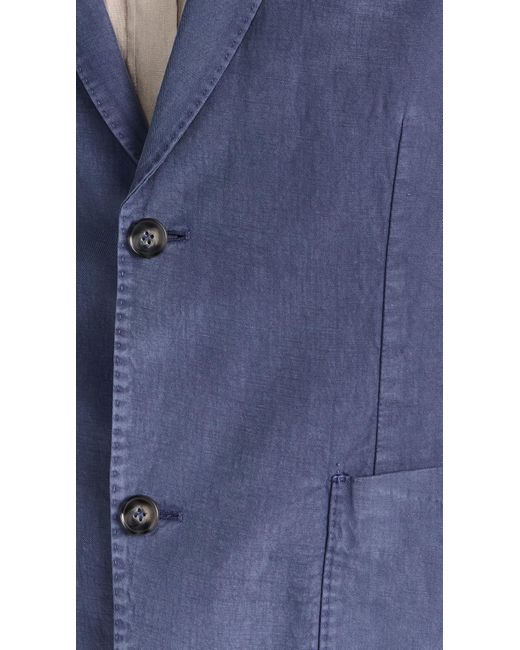Officine Generale Blue Nehemiah Garment Dye Italian Lyocell Cotton Linen Jacket for men