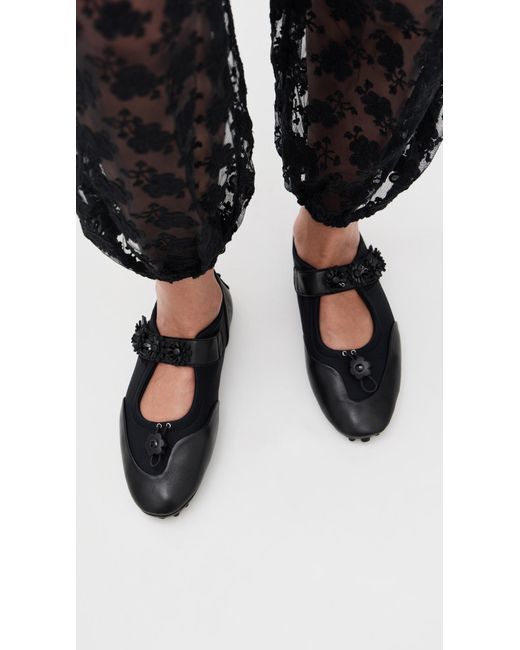 CECILIE BAHNSEN Black Neoprene Bess Mary Jane Flats