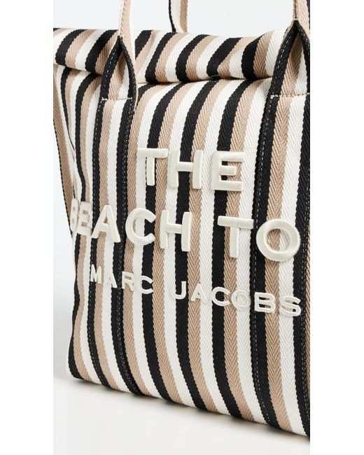 Marc Jacobs White The Striped Jacquard Beach Tote Bag