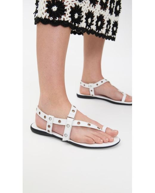 Tory Burch White Eyelet Toe Ring Sandals