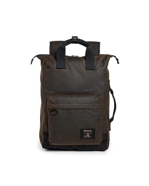 Barbour Black Field Wax Backpack for men