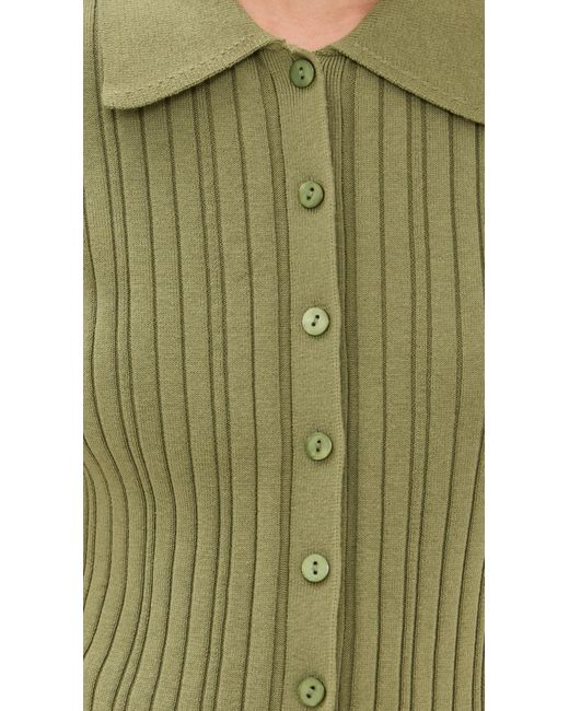 Le Bos Green Ribbed Button Up