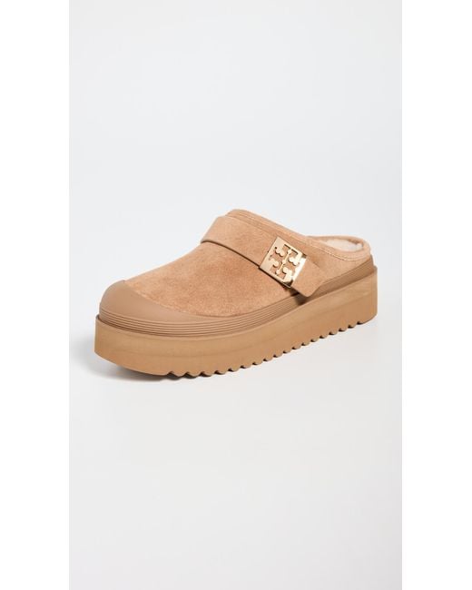Tory Burch White Mellow Shearling Platform Mules