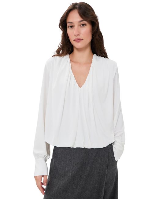 Vince White V Neck Bubble Top
