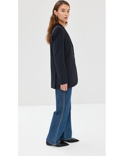 Tibi Blue Tropical Wool Max Blazer