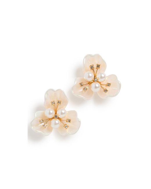 Lele Sadoughi White Blossom Button Earrings