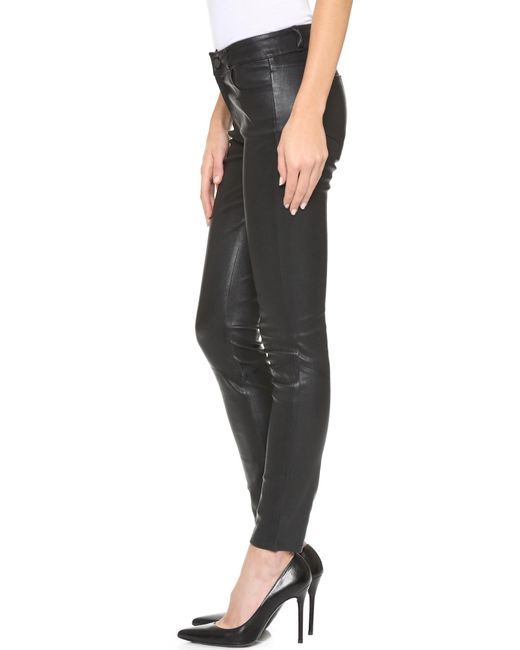 PAIGE Verdugo Leather Pants in Black | Lyst
