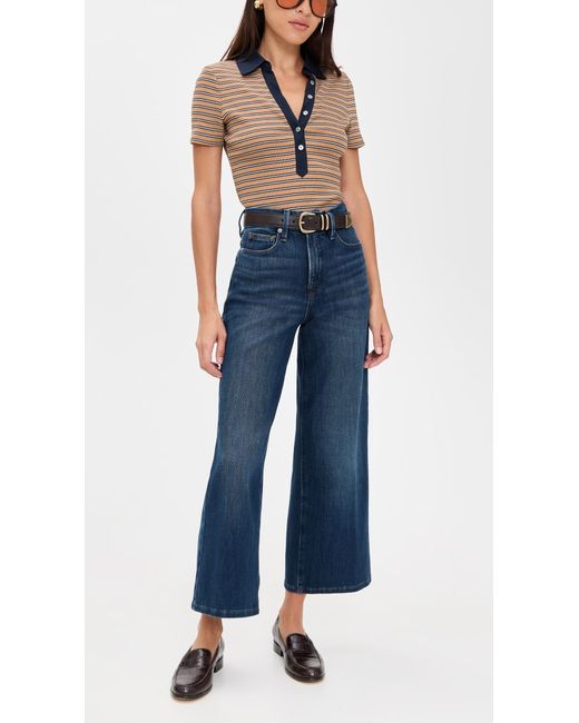 GOOD AMERICAN Blue Soft Tech Good Waist Palazzo Cropped Jeans