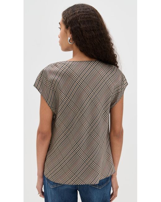 Vince Black Pressed Plaid Blouse