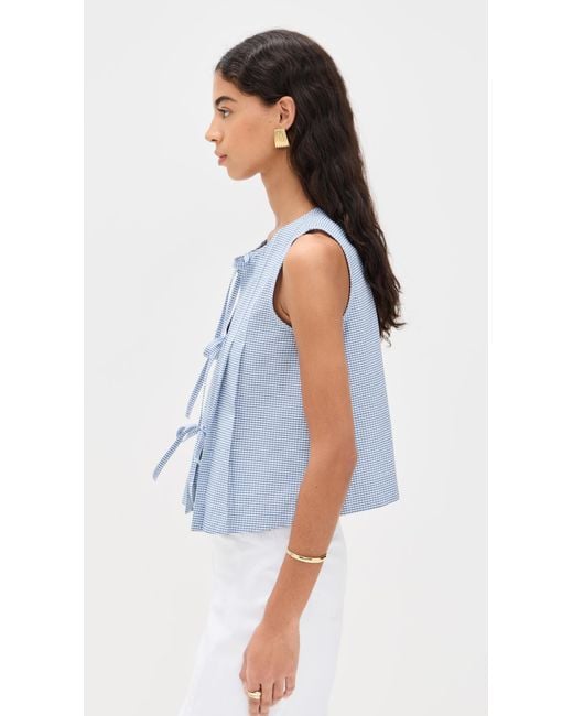 ALIGNE Blue Tally Gingham Tie Top