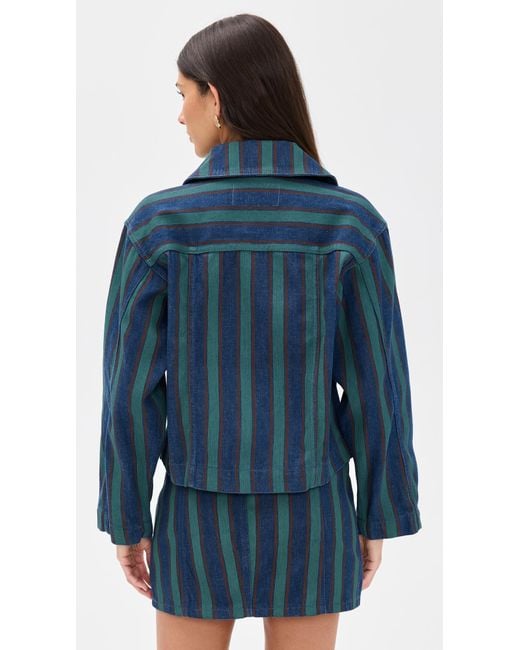The Tiny Big Sister Blue Boxy Striped Jacket