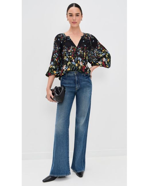 Alice + Olivia Black Thalia Button Down Blouse