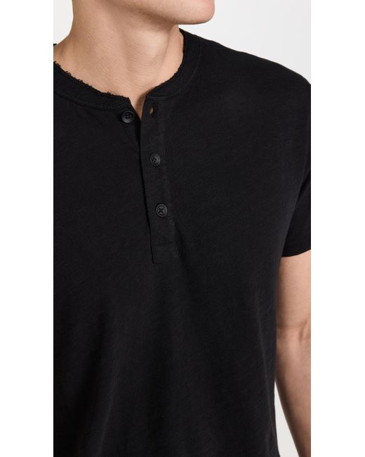 Rag & Bone Black Classic Short Sleeve Henley for men