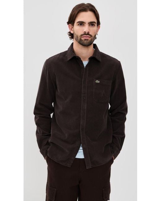 Lacoste Black Corduroy Button Down Shirt for men