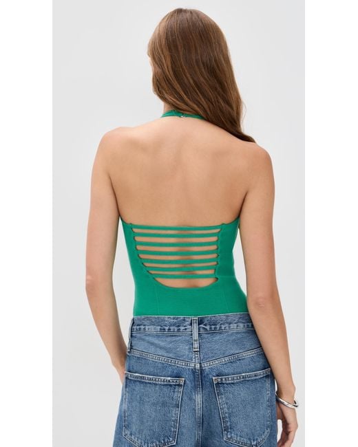 Fleur du Mal Green Sofia Thong Bodysuit