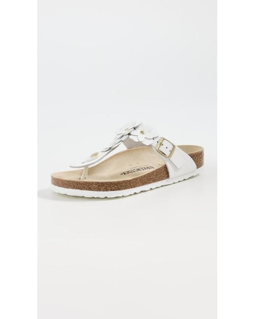 Birkenstock White Gizeh Flowers Sandals