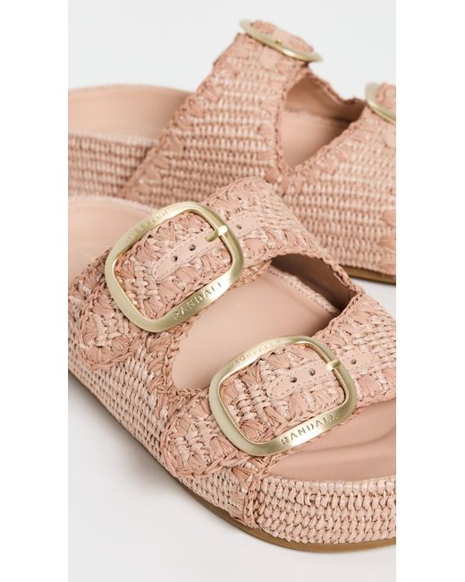 Loeffler Randall Pink Theo Two Band Sandals Wedge Shoes 9.5 B
