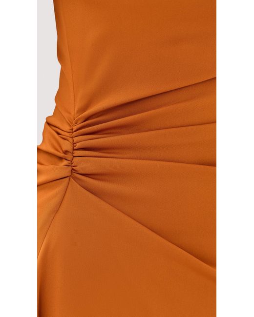 Victoria Beckham Orange Drape Sleeve Midi Dress