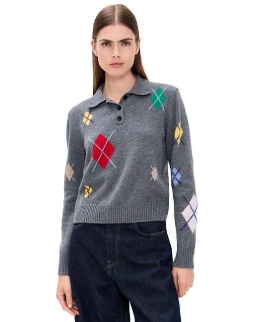 MSGM Blue Argyle Sweater
