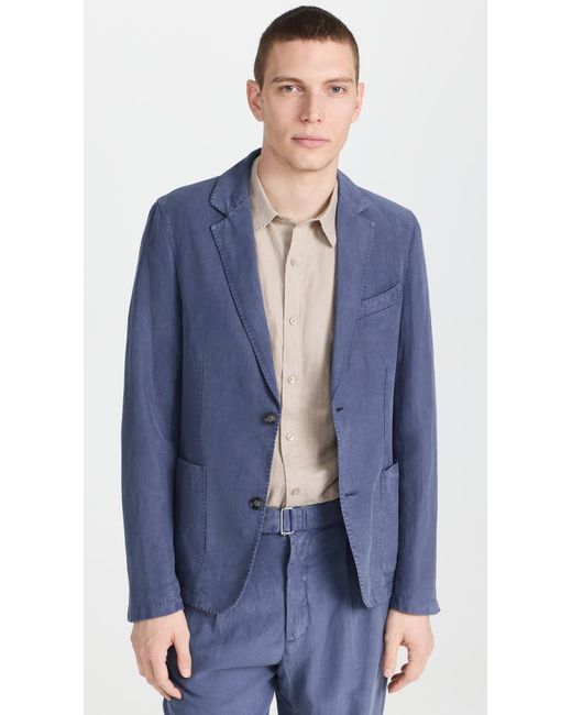 Officine Generale Blue Nehemiah Garment Dye Italian Lyocell Cotton Linen Jacket for men