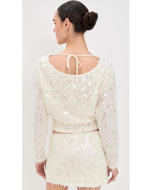 Bailey Rose White Sequin Long Sleeve Top