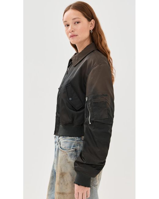 Acne Black Furry Collar Bomber Jacket