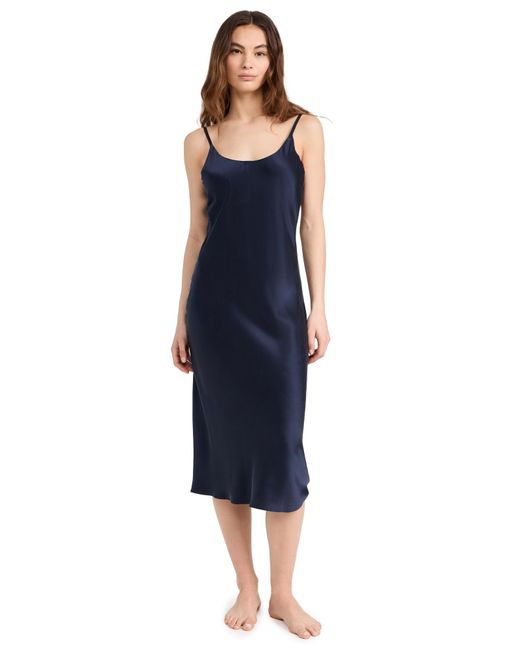 Lunya Blue Washable Silk Bias Slip Dress