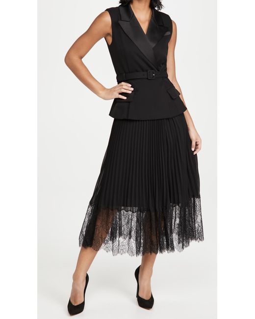 Black tailored cheap midi dress