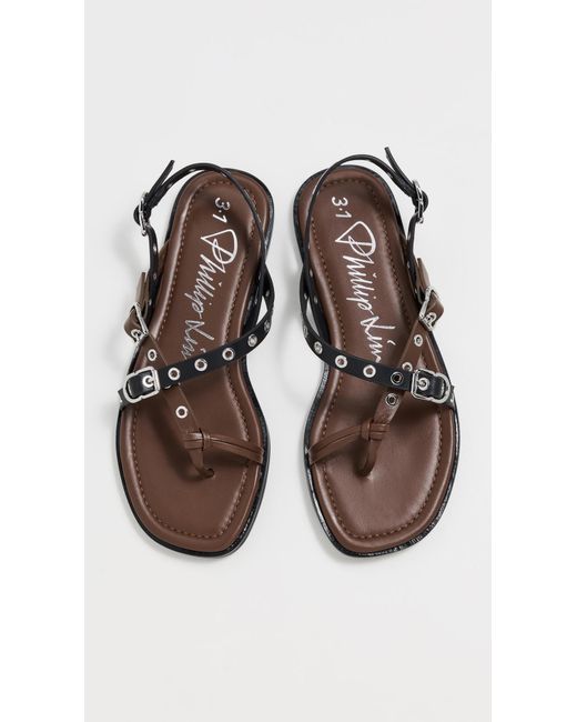 3.1 Phillip Lim Black Multi-Strap Rivet Sandals