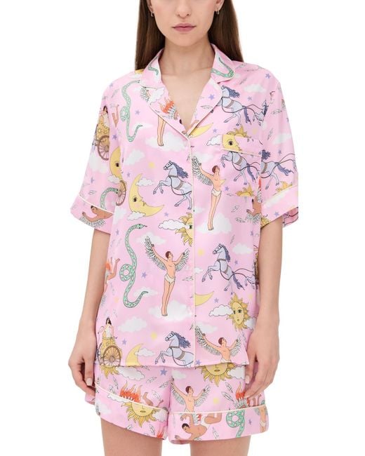 Greek Pyjamas Karen Mabon Greek Mythology Short Pajama Set in Pink | Lyst