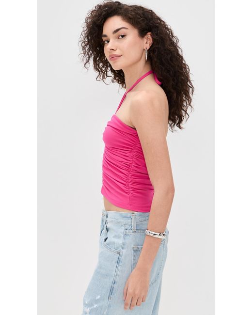 Susana Monaco Pink Gathered String Top