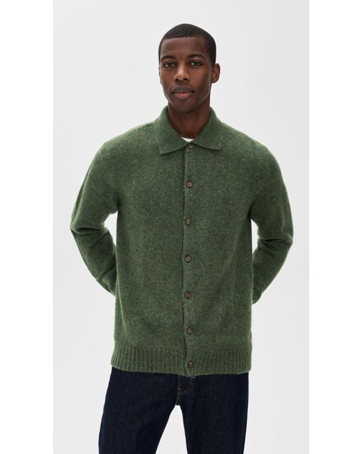NN07 Green Lee Full Button Cardigan for men